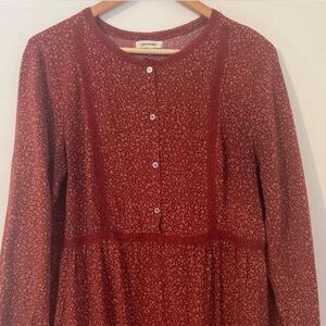 Max Studio Deep Orange Floral Button-Up Dress